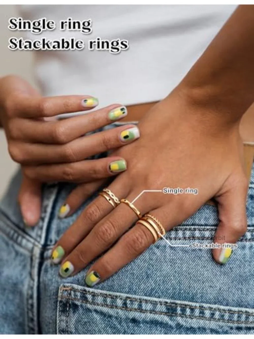 6 Pcs Stainless Steel Stackable Rings Set Knuckle Rings Wedding Bands